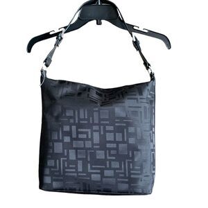 The
Limited Black Leather Nylon Print Large Shoulder Bag Size OS